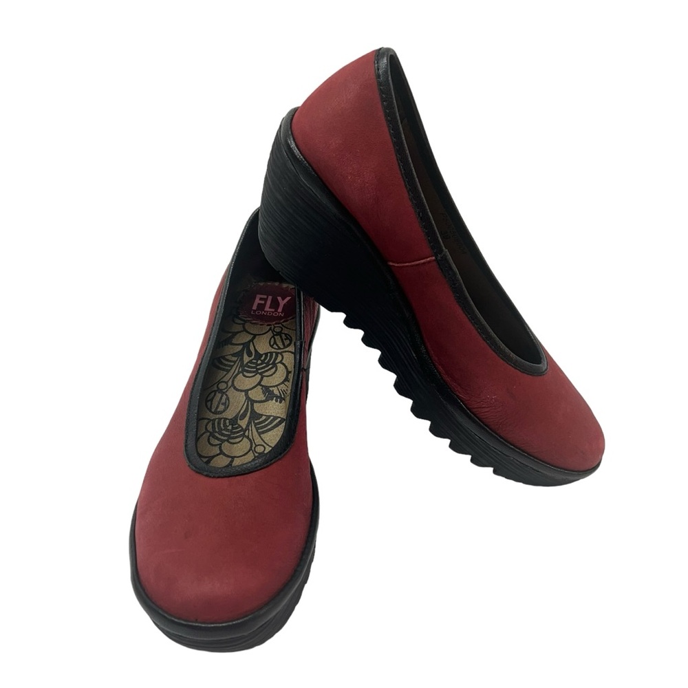 Fly London Red and Black Heels